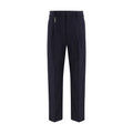 Blue Cotton Casual Pants