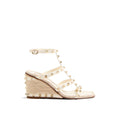 Beige Calfskin Wedge Sandals