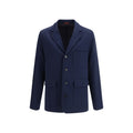 Blue Cotton Full-Length Jacket