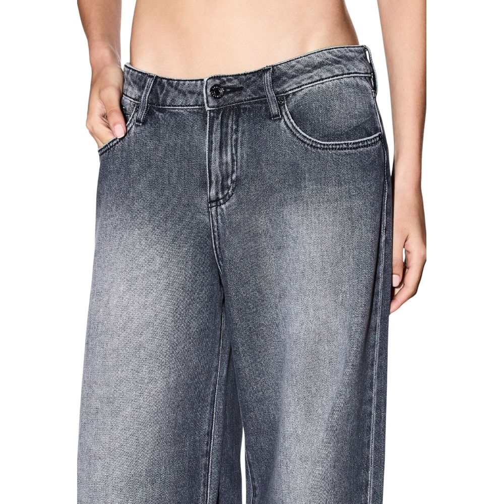 Gray Cotton Relaxed Fit Jeans
