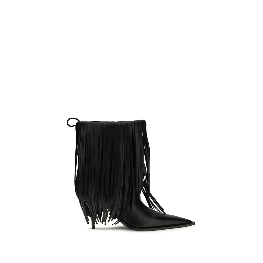 Black Calf Leather Bos Taurus Ankle Boots