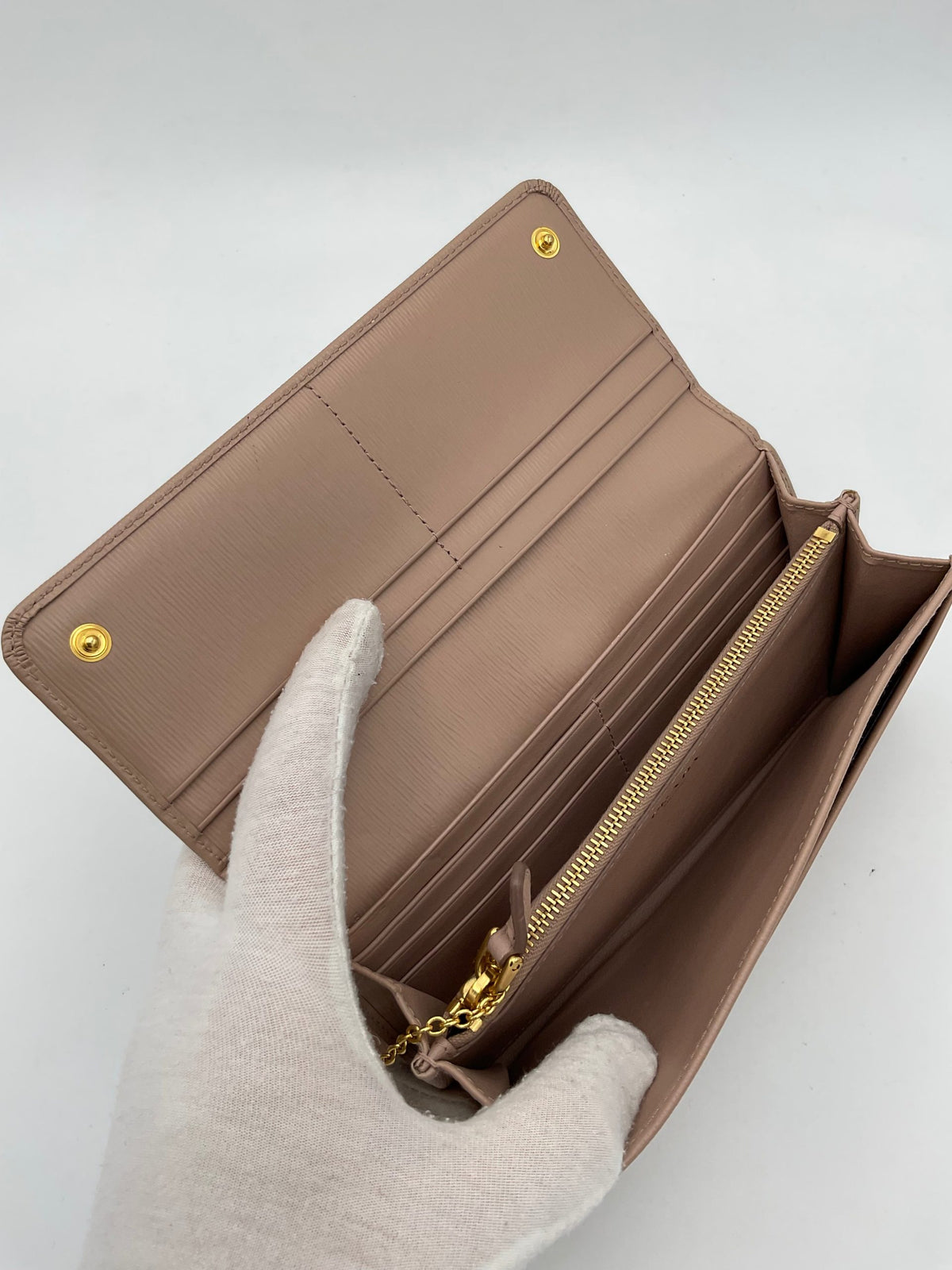PRADA Powder Saffiano with Card Holder Wallet