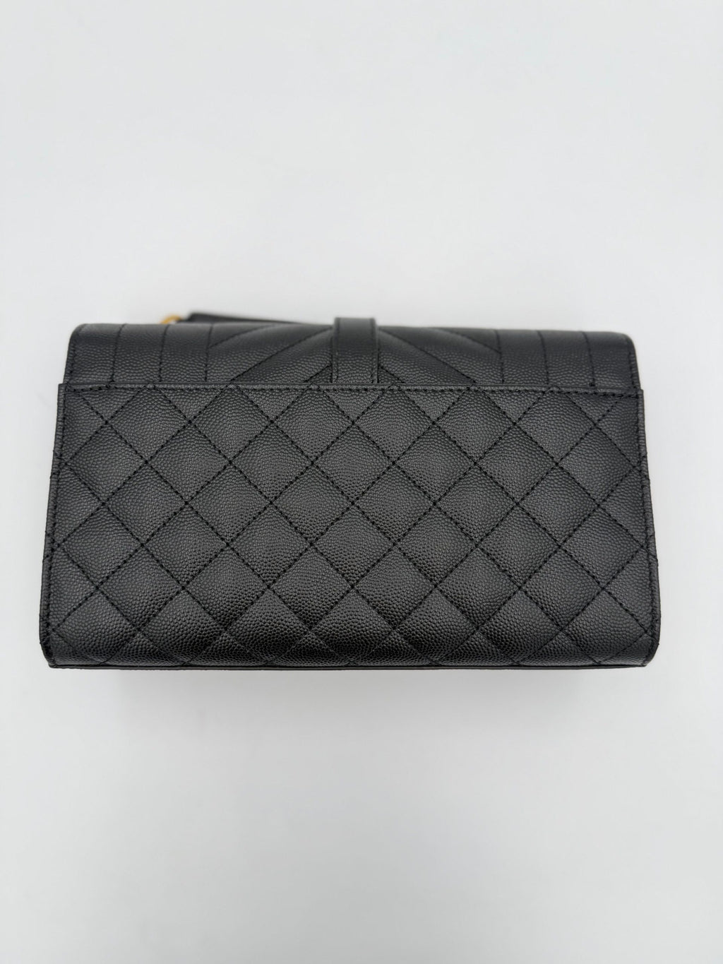 SAINT LAURENT ENVELOPE SMALL in Black Grained Leather Handbag