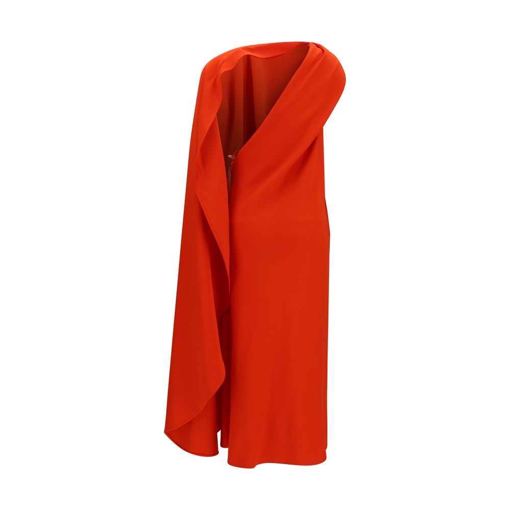 Red Silk Casual Dress