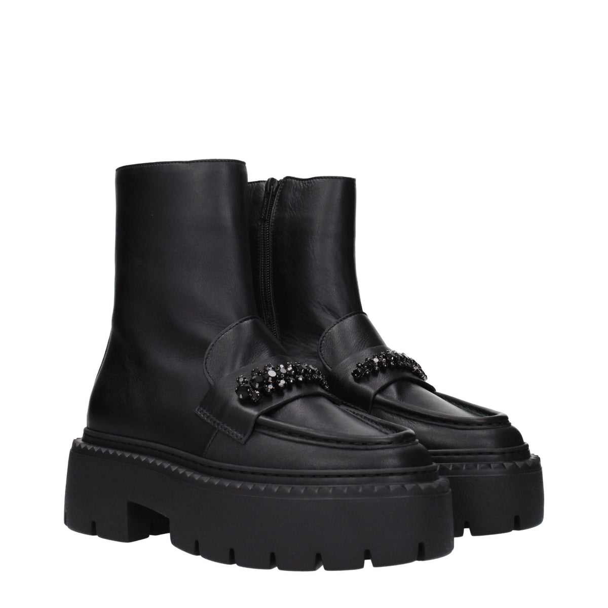 Black Leather Ankle Boots