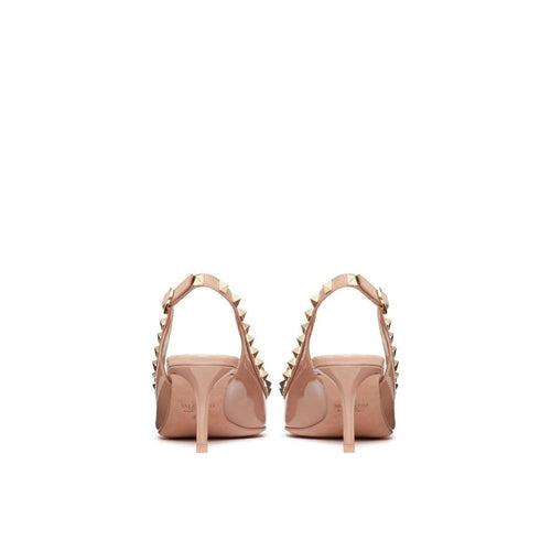 Beige Calfskin Mid Heel Pumps