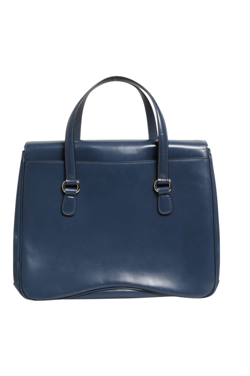 Blue Smooth Leather Lady Lock Shouler Bag