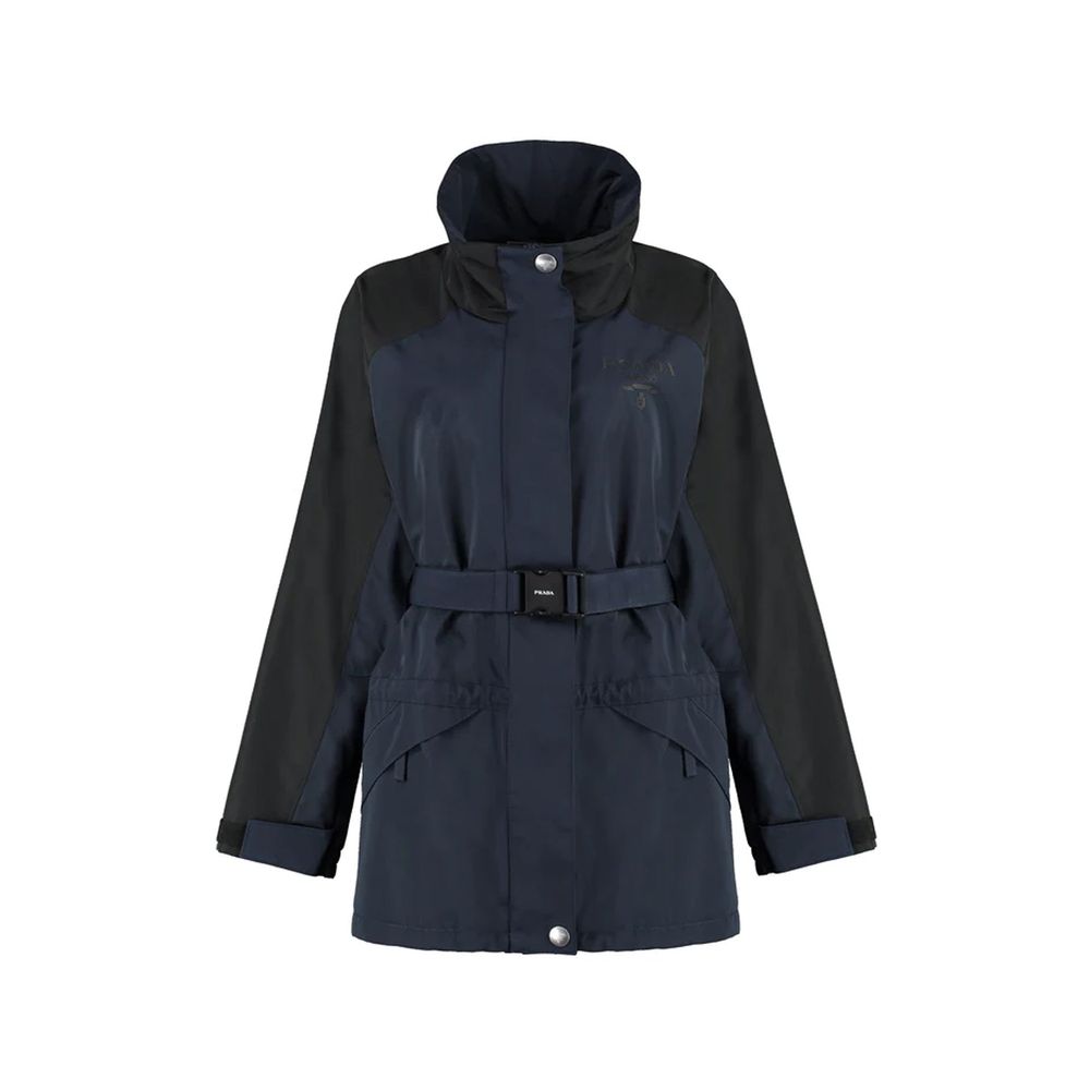Blue Polyamide Full-Length Jacket