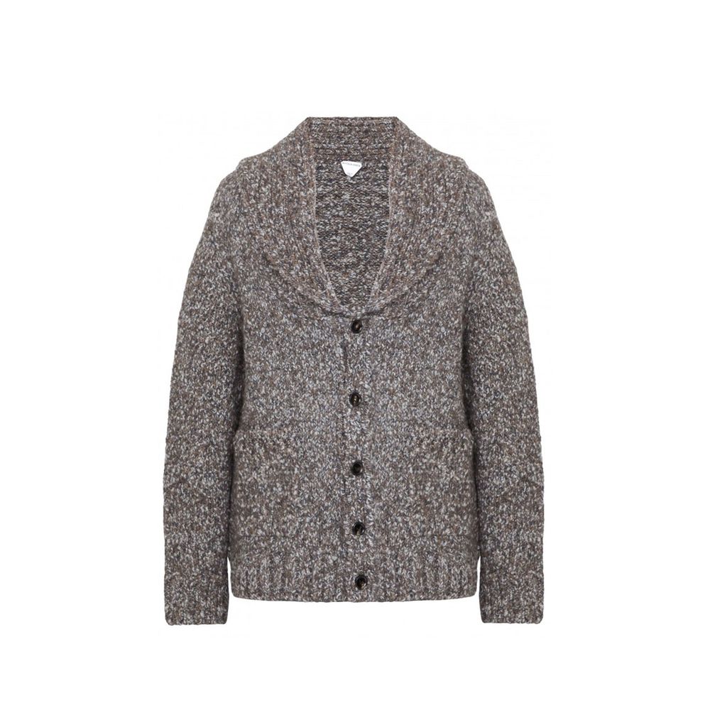 Gray Alpaca Leather Cardigan