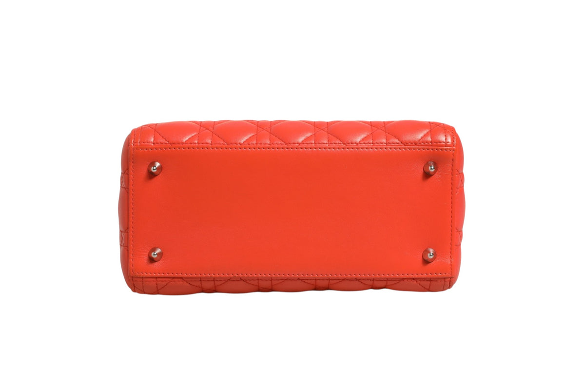 Orange Cannage Lambskin Leather Lady Dior Bag