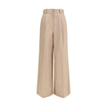 Beige Cotton Flared Pants