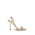 Gold Calf Leather Bos Taurus Stiletto Heel Sandals