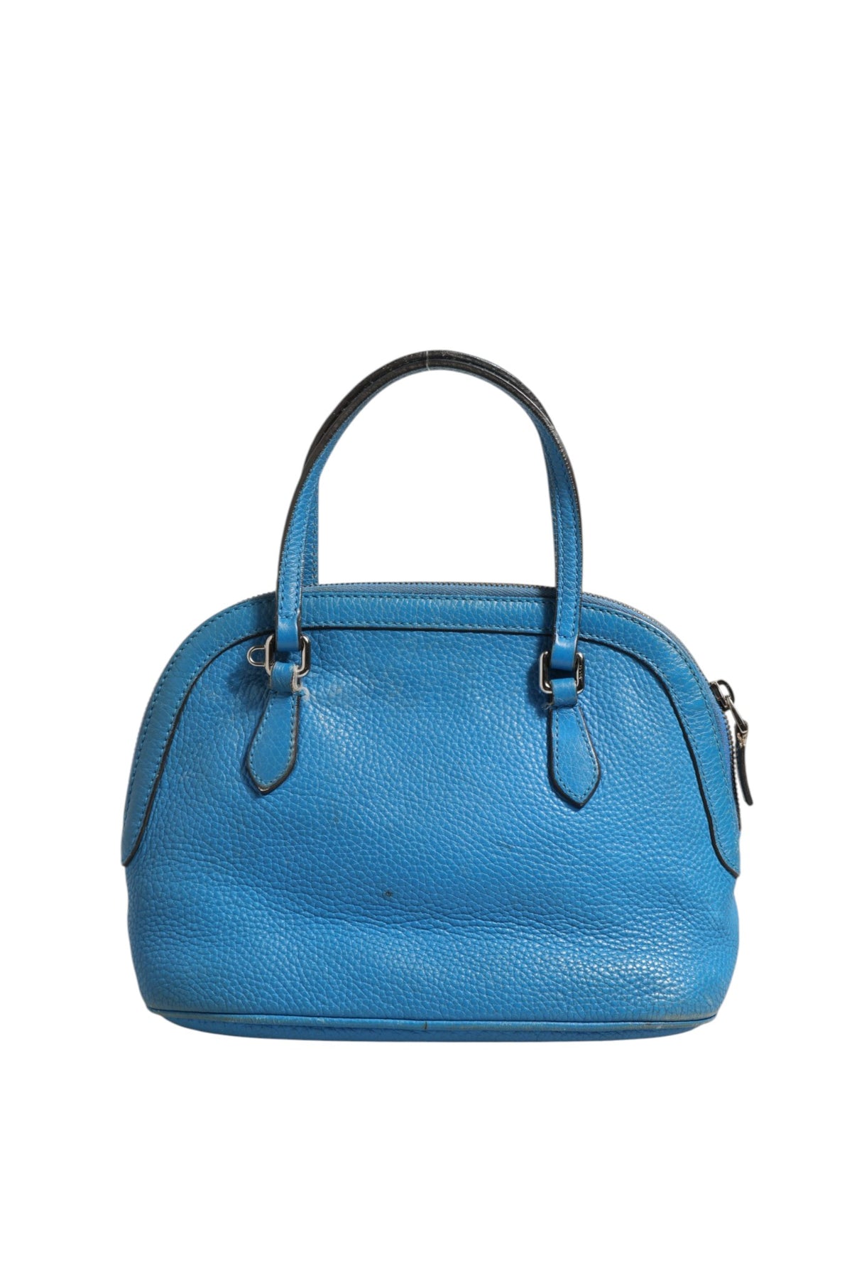 Blue Leather Dome Handbag