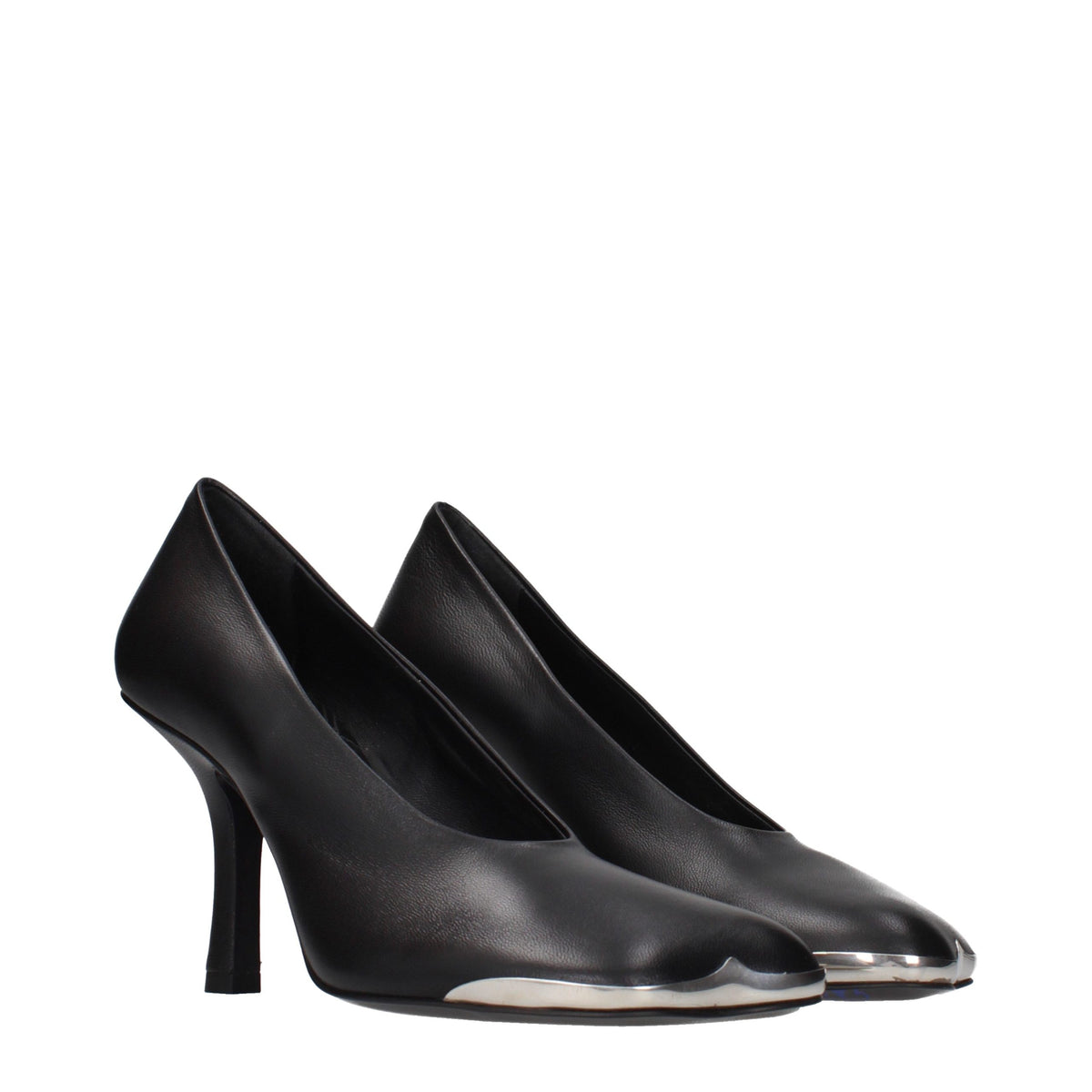 Black Leather High Heel Pumps