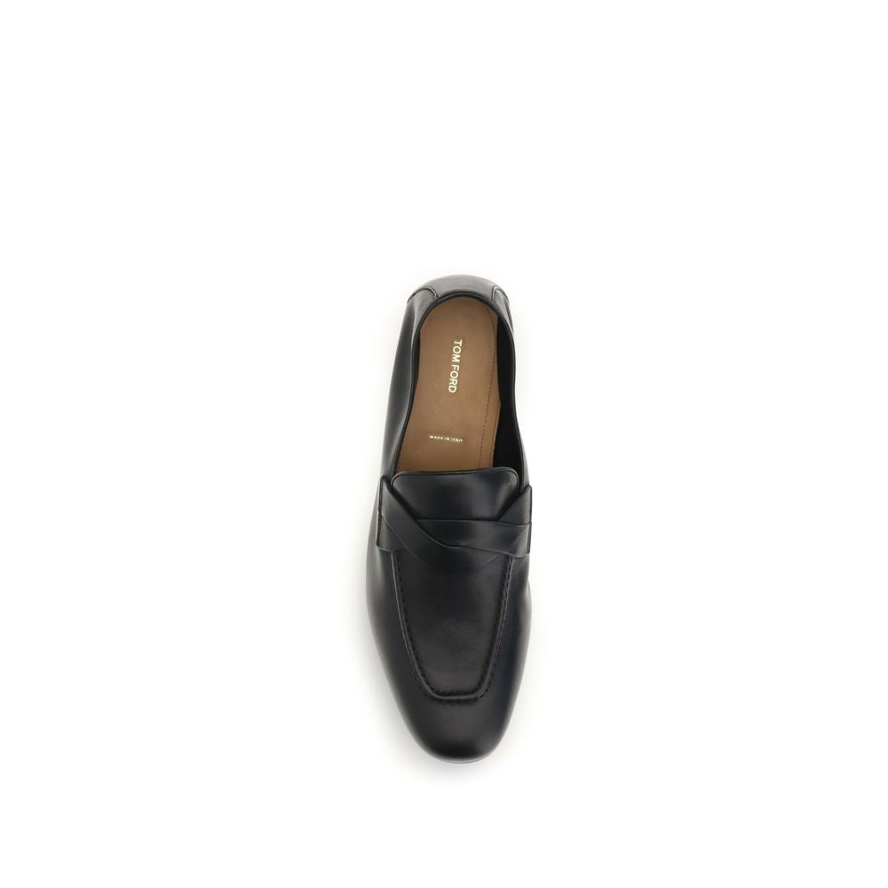 Black Calf Leather Bos Taurus Slip-On Loafers