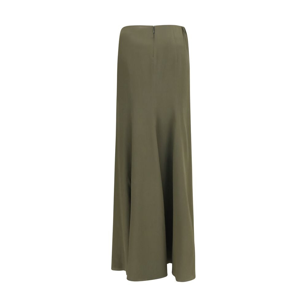 Bicolor Silk Long Skirt