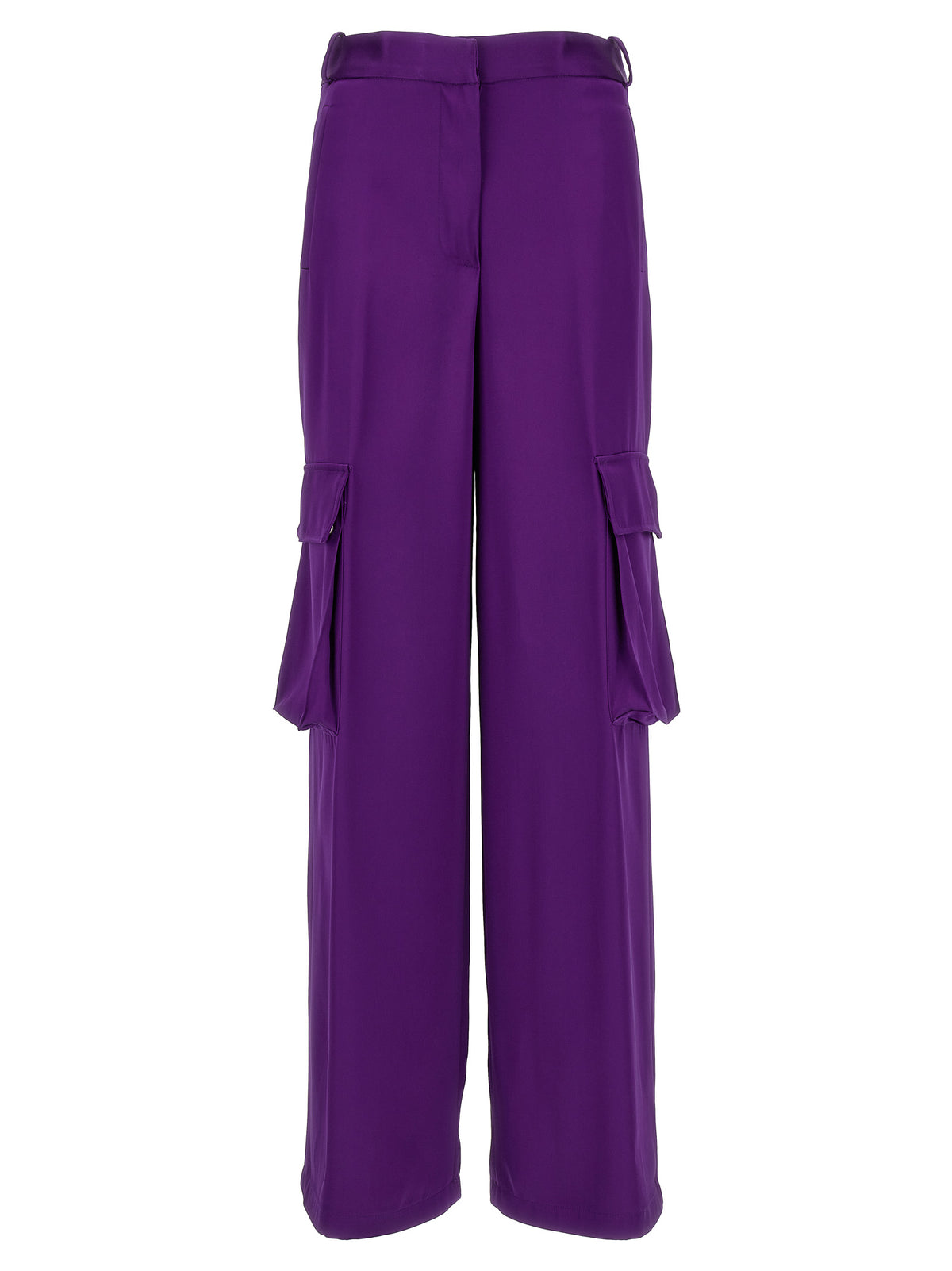 Purple Viscose Cargo Pants