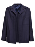Blue Virgin Wool Full-Length Jacket