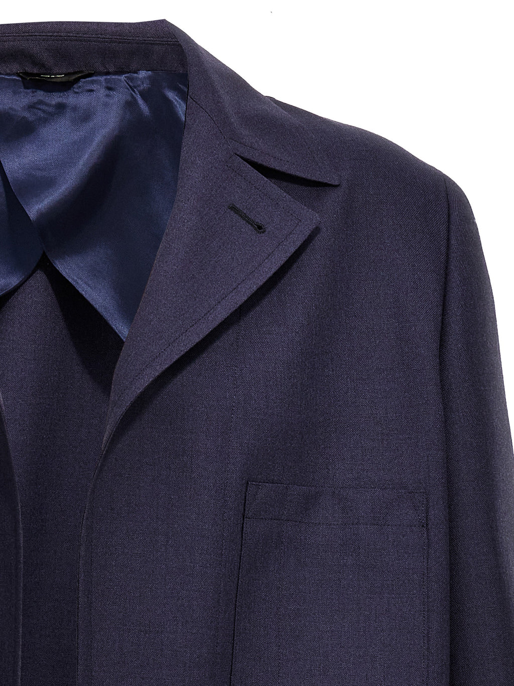 Blue Virgin Wool Full-Length Jacket
