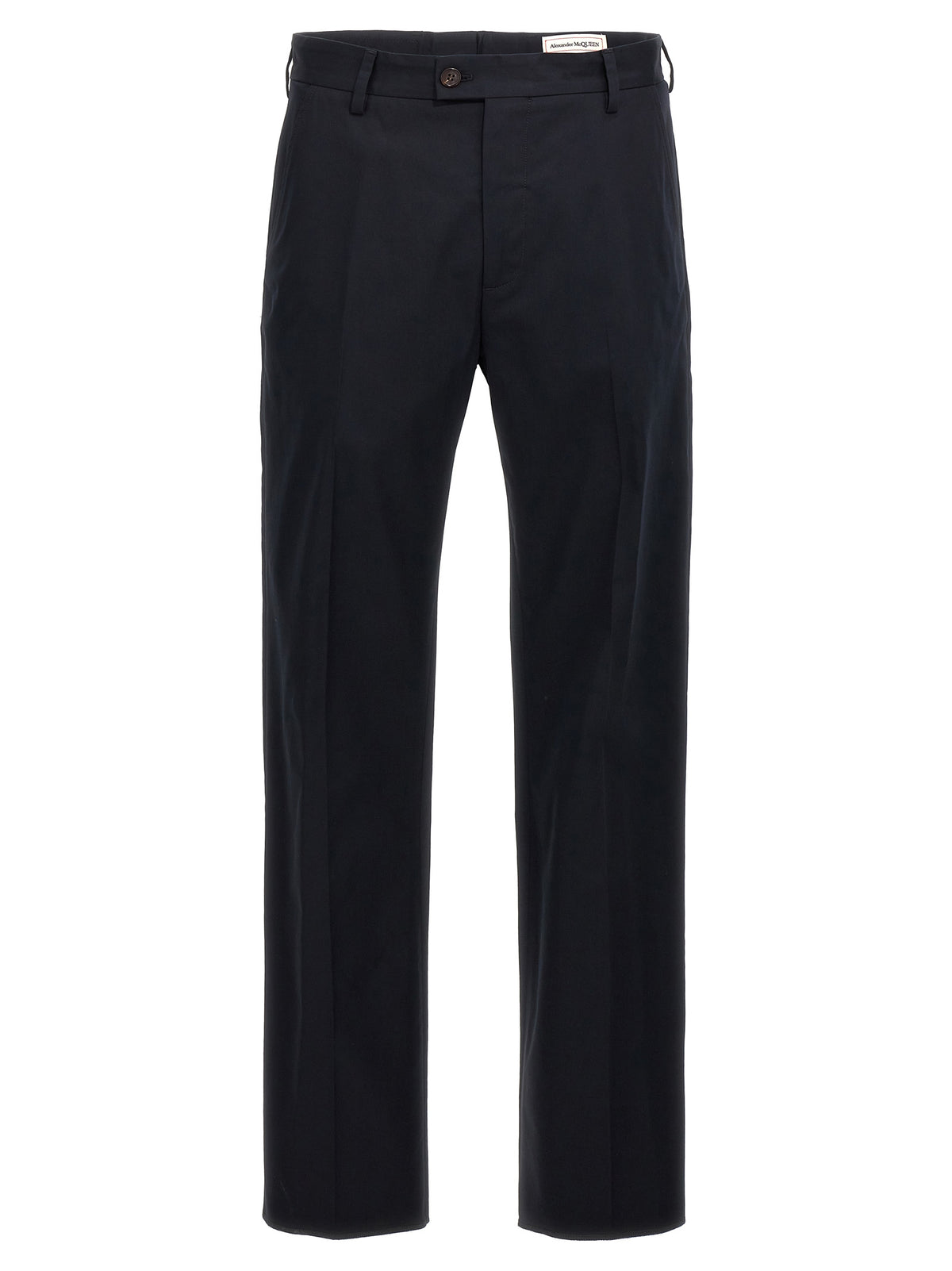 Blue Cotton Casual Pants