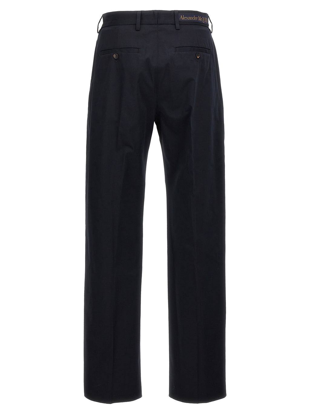 Blue Cotton Casual Pants