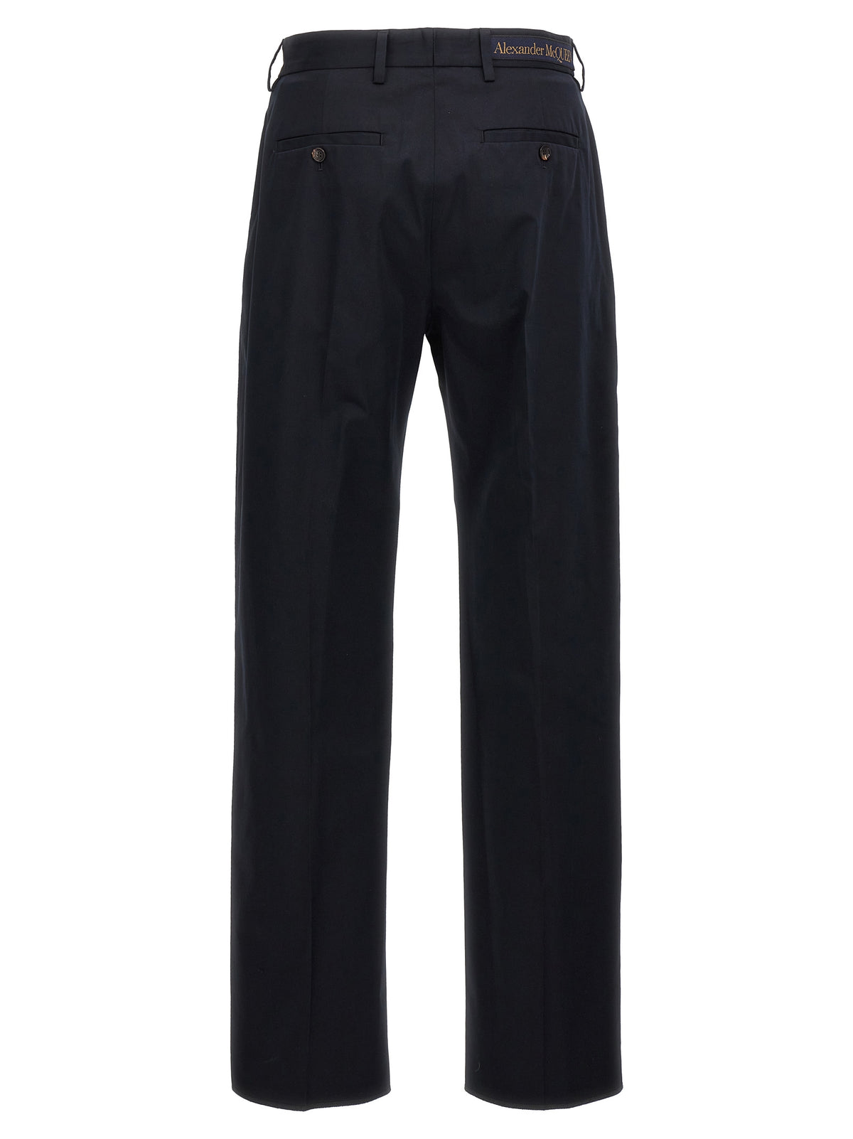 Blue Cotton Casual Pants
