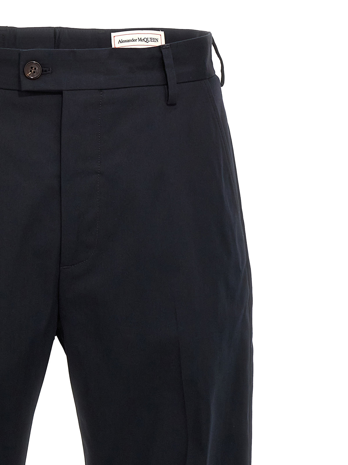 Blue Cotton Casual Pants