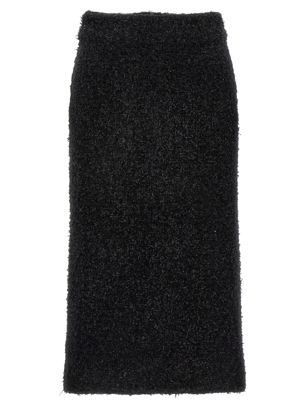 Black Cotton Midi Skirt