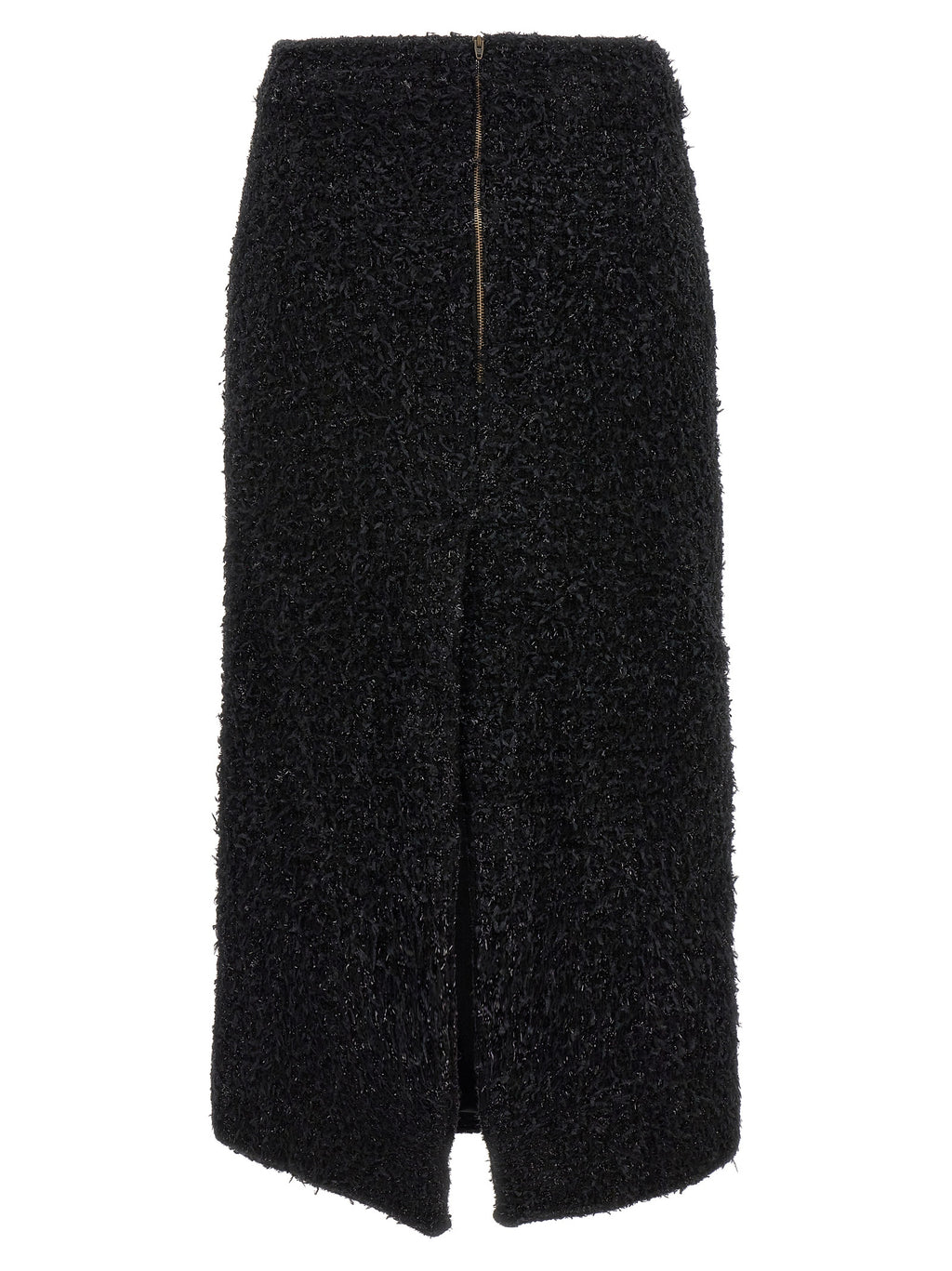 Black Cotton Midi Skirt