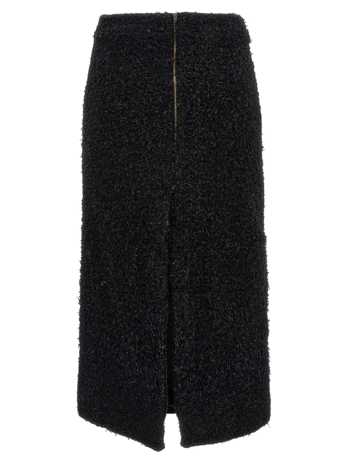 Black Cotton Midi Skirt