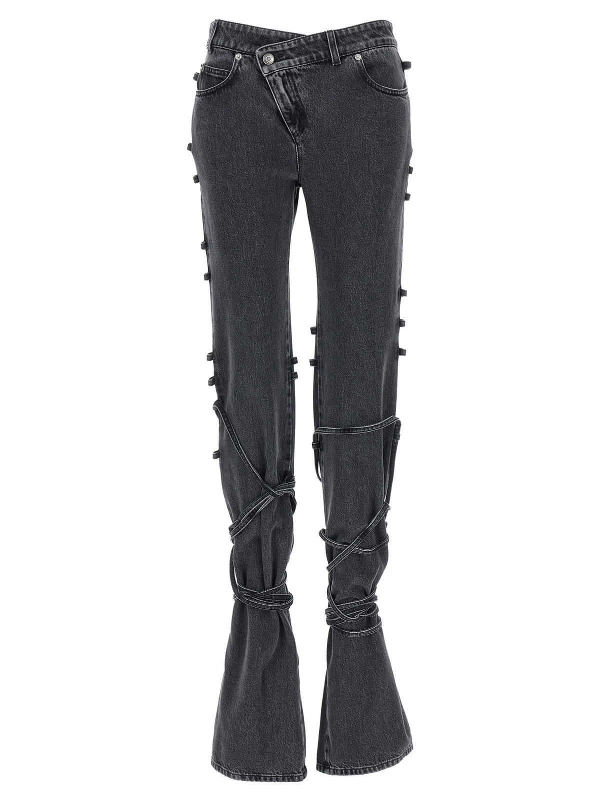 Black Cotton Flared Jeans