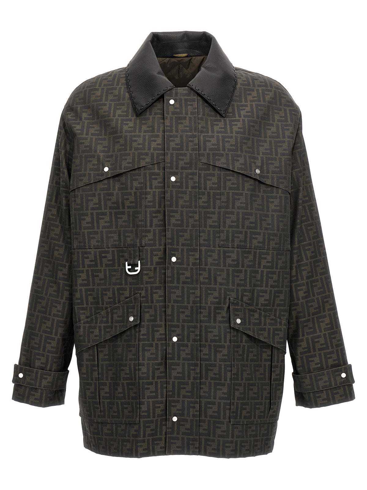 Brown Polyester Full-Length Jacket