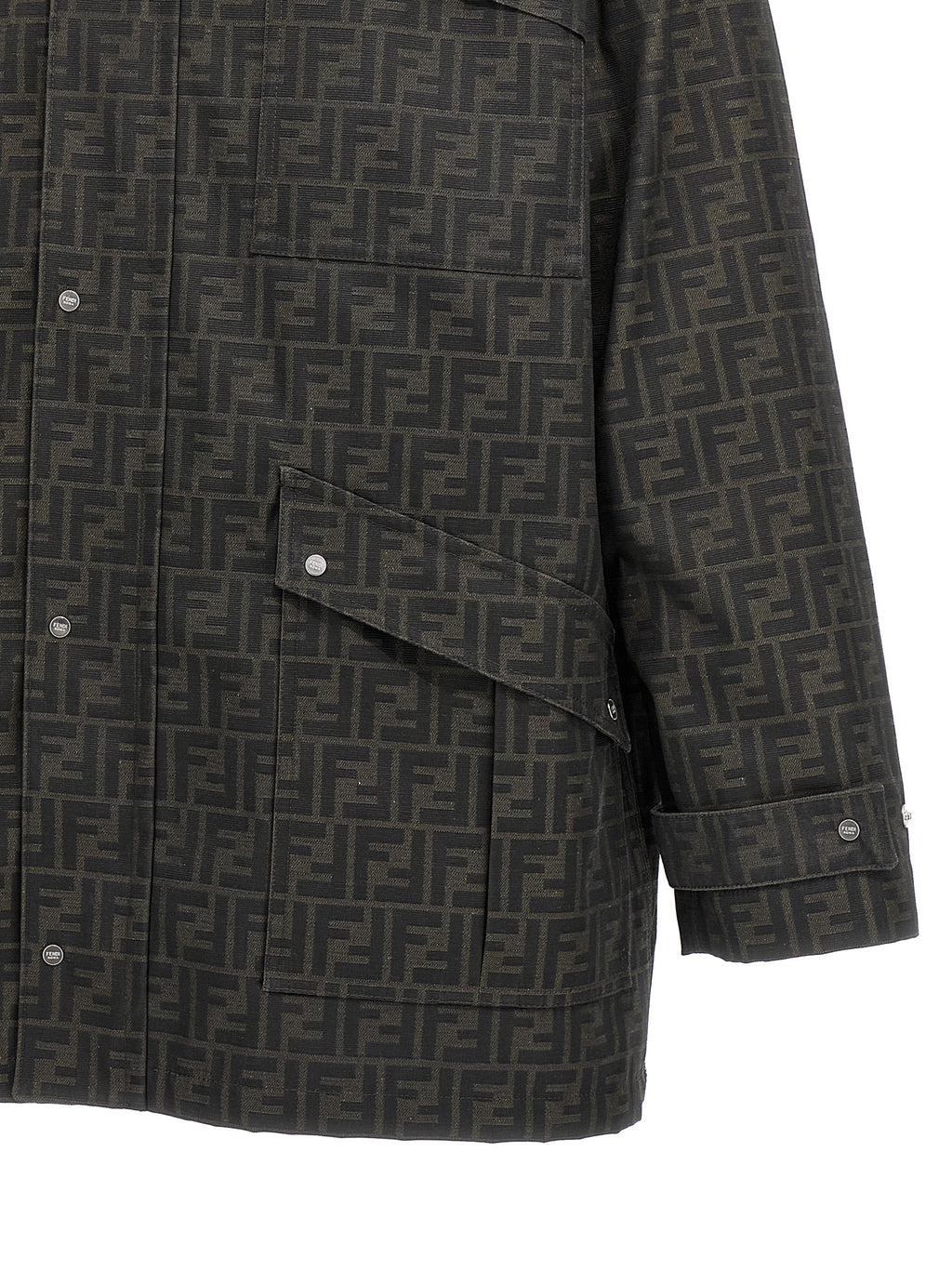 Brown Polyester Full-Length Jacket