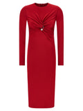 Red Viscose Midi Dress