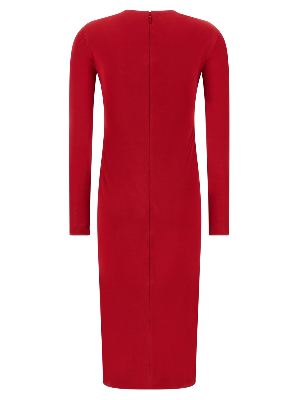 Red Viscose Midi Dress