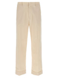 Beige Cotton Casual Pants