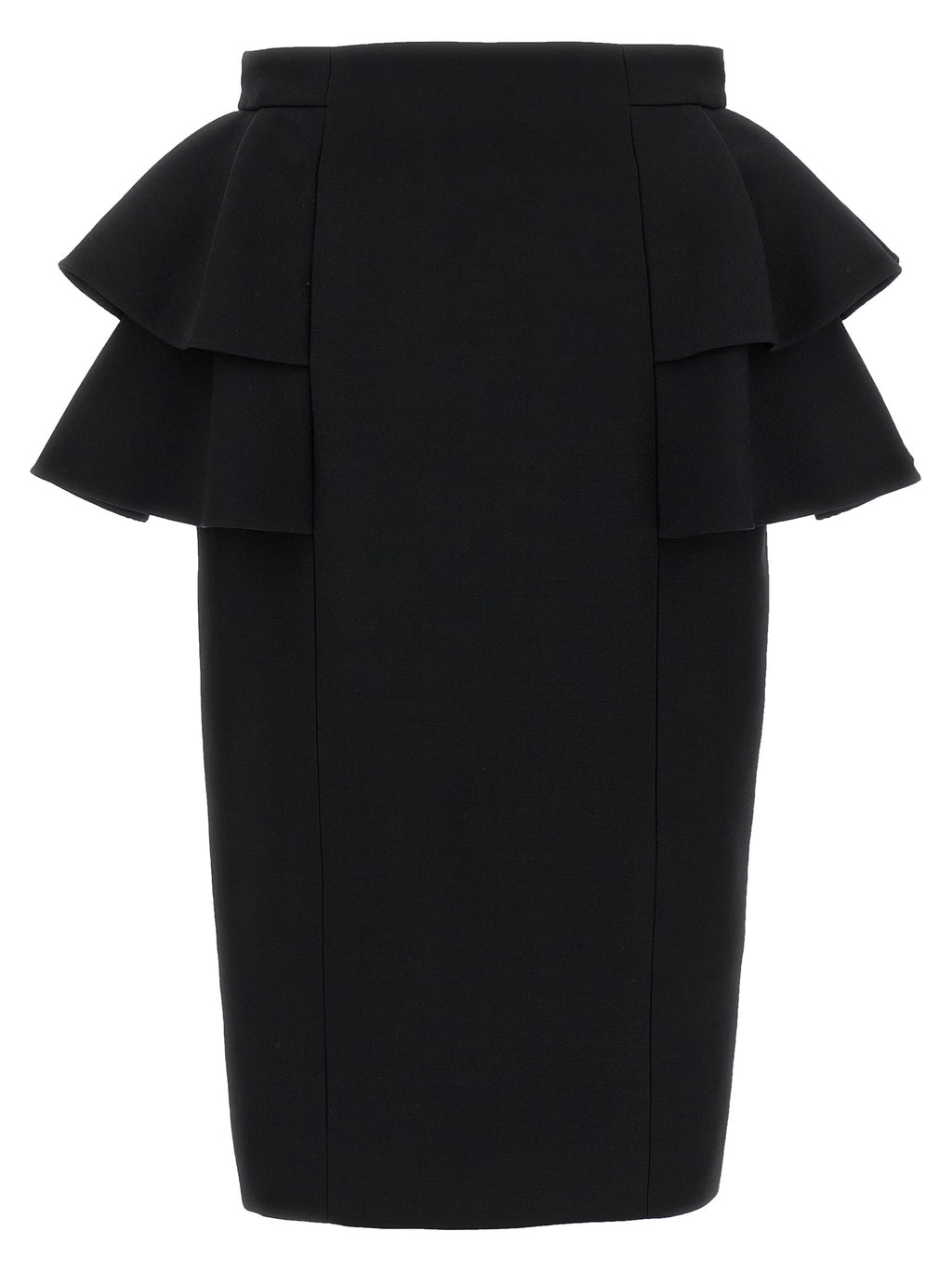 Black Virgin Wool Midi Skirt