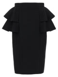 Black Virgin Wool Midi Skirt