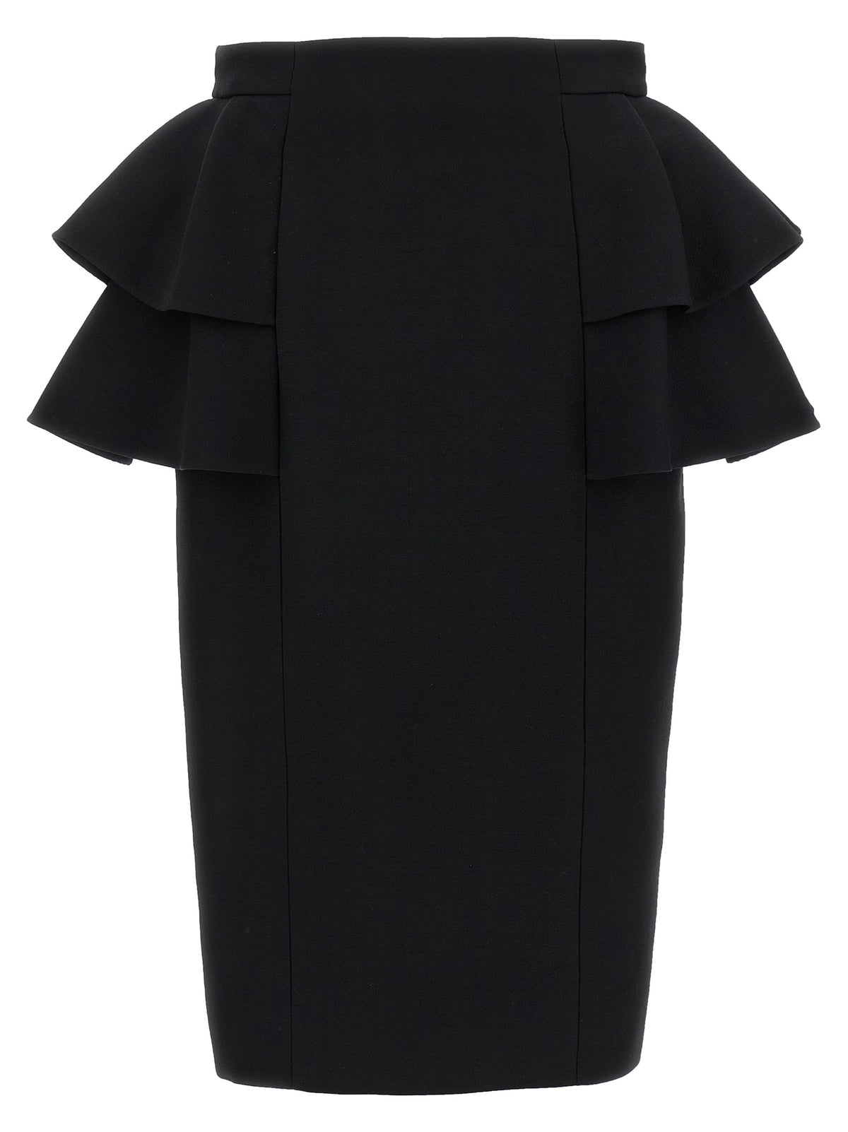 Black Virgin Wool Midi Skirt