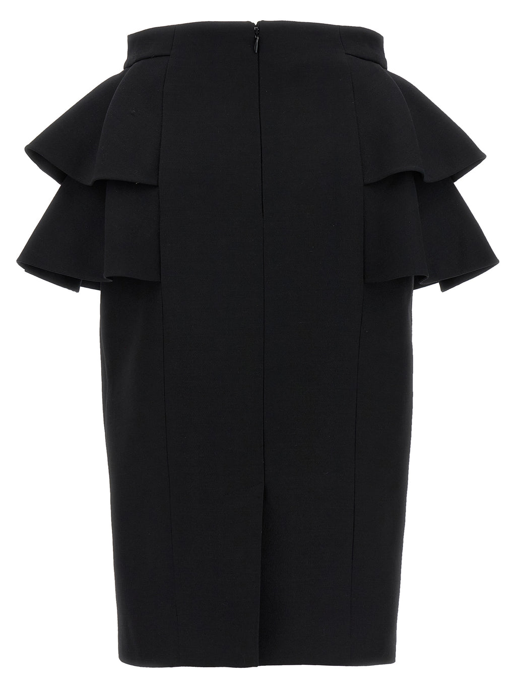 Black Virgin Wool Midi Skirt
