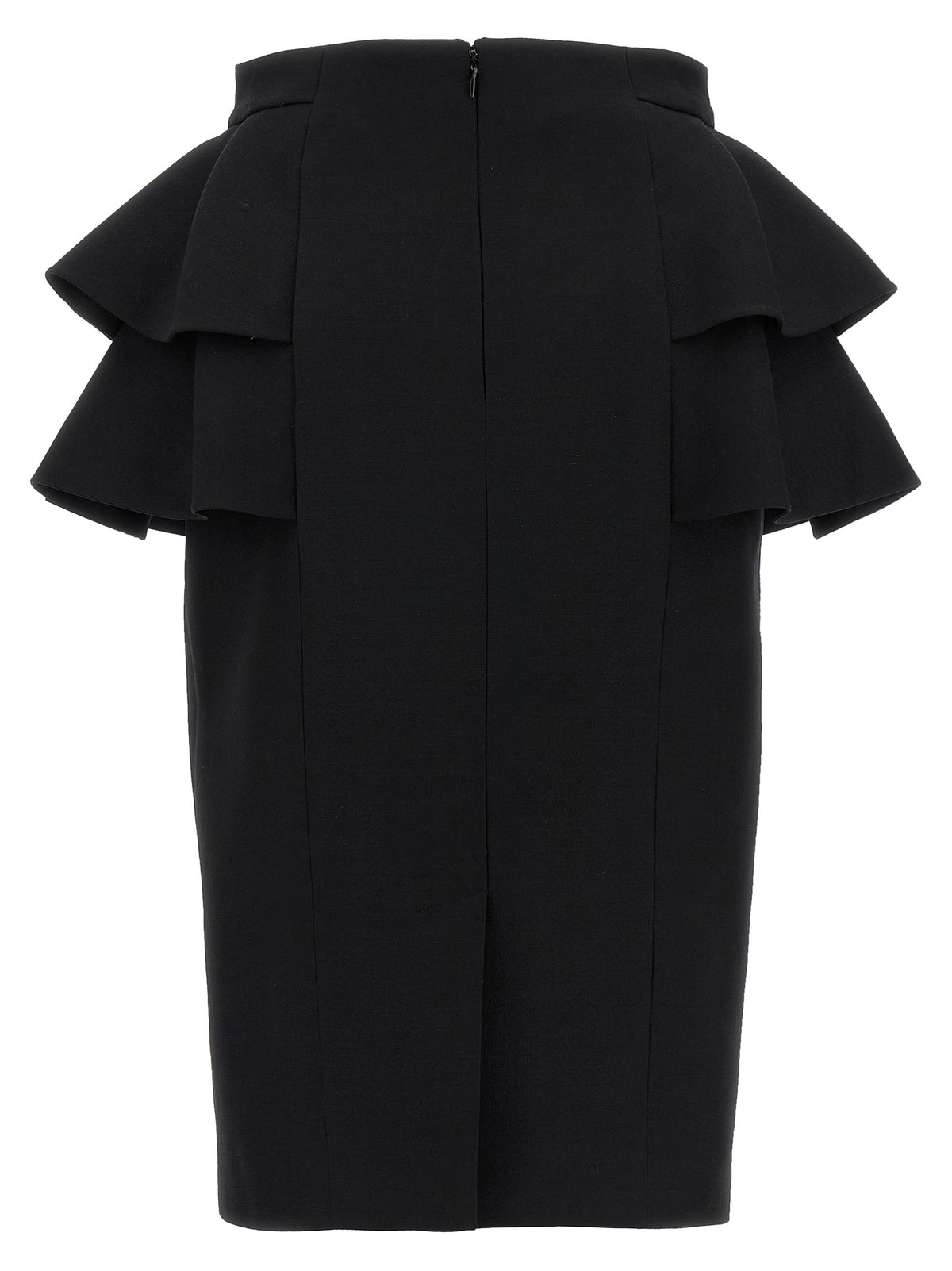 Black Virgin Wool Midi Skirt