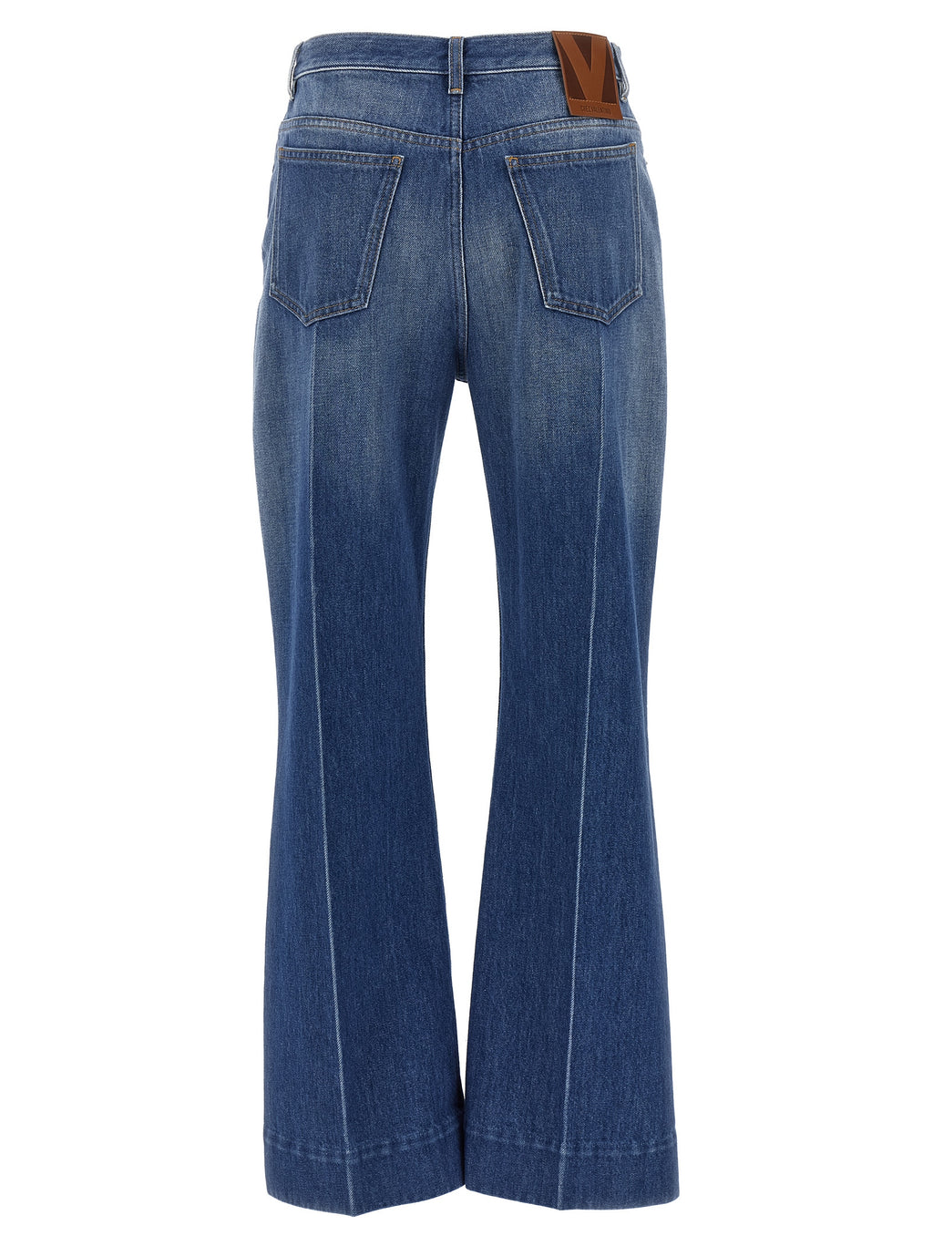 Blue Cotton Flared Jeans