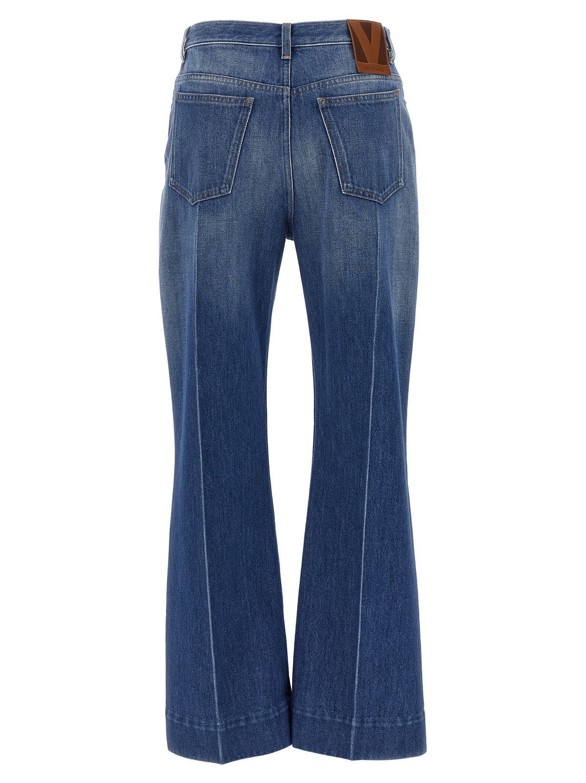 Blue Cotton Flared Jeans