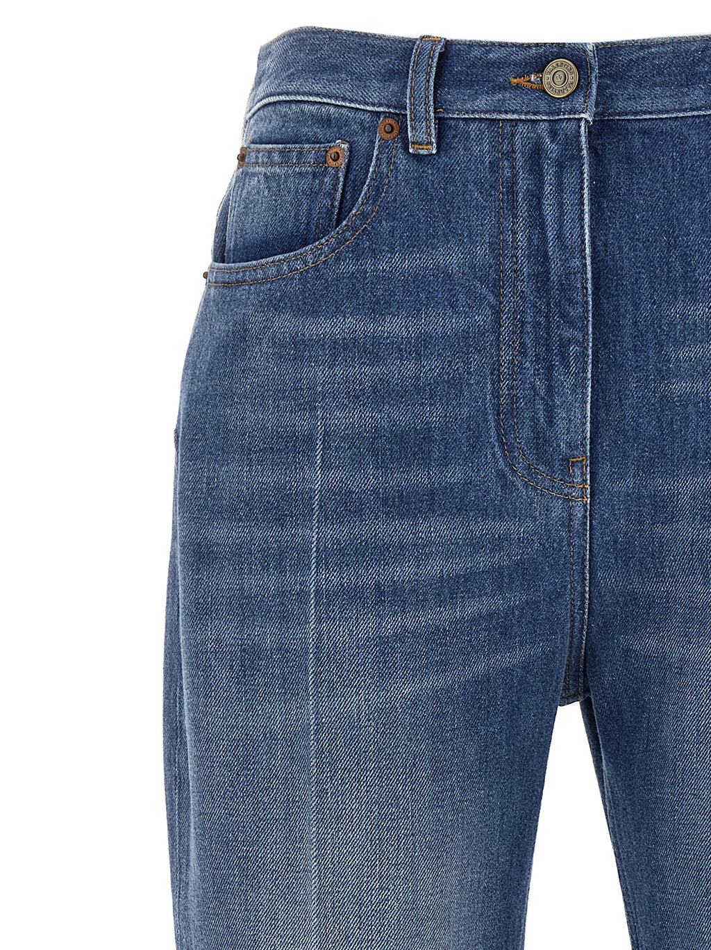 Blue Cotton Flared Jeans