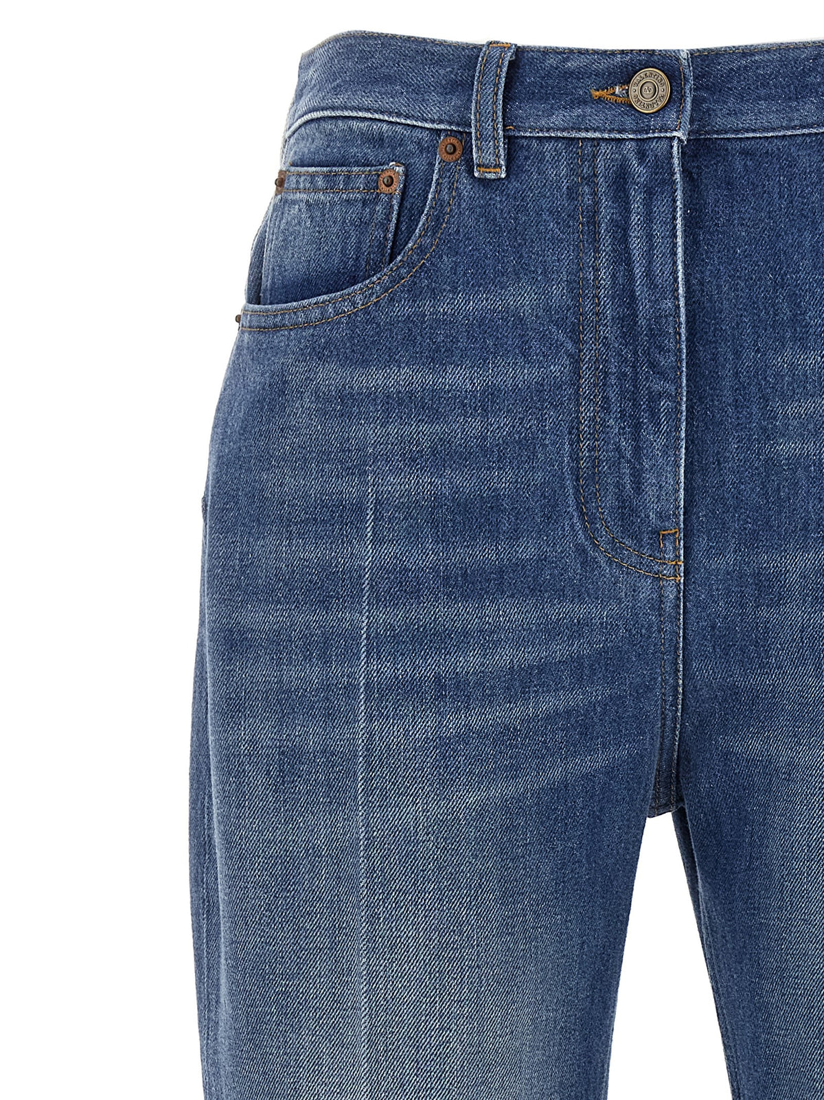 Blue Cotton Flared Jeans