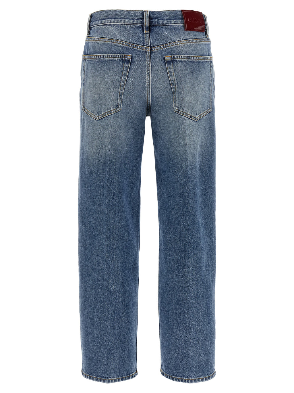 Blue Cotton Straight-Leg Jeans