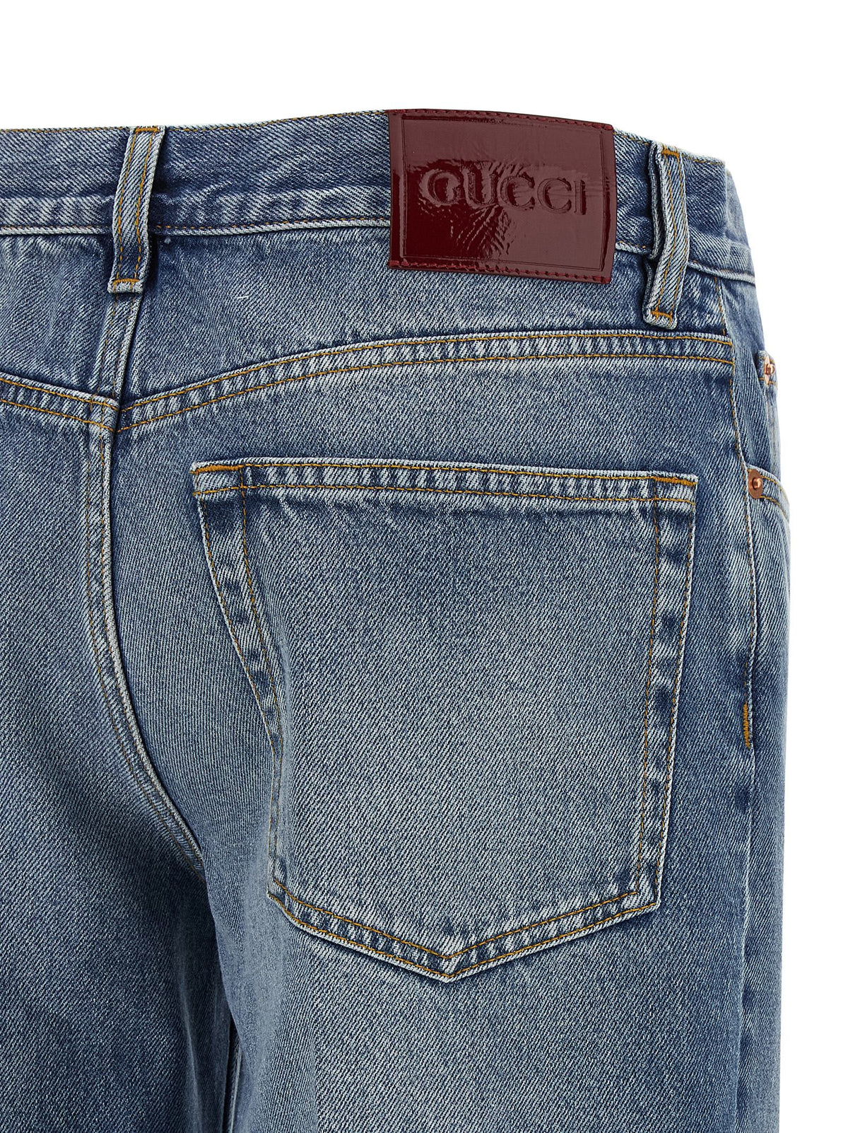 Blue Cotton Straight-Leg Jeans