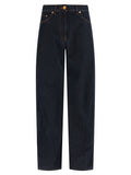 Blue Cotton High-Waisted Jean