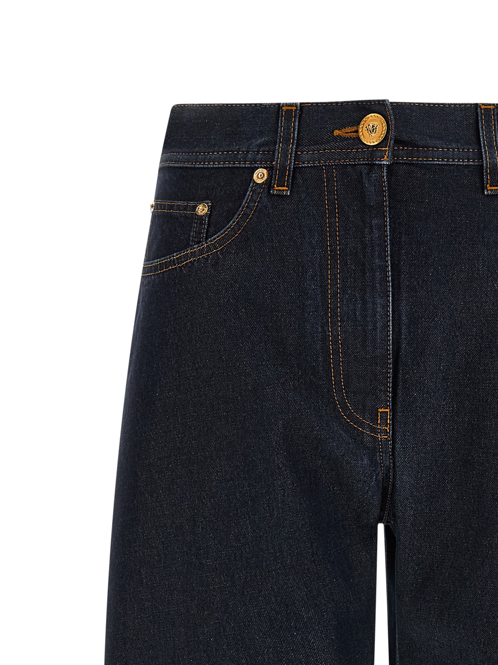 Blue Cotton High-Waisted Jean