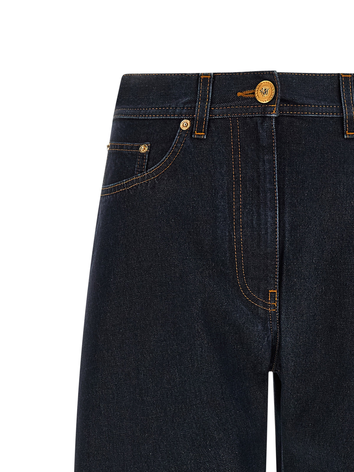 Blue Cotton High-Waisted Jean